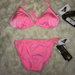 Body glove sheer pink two piece bathing suit